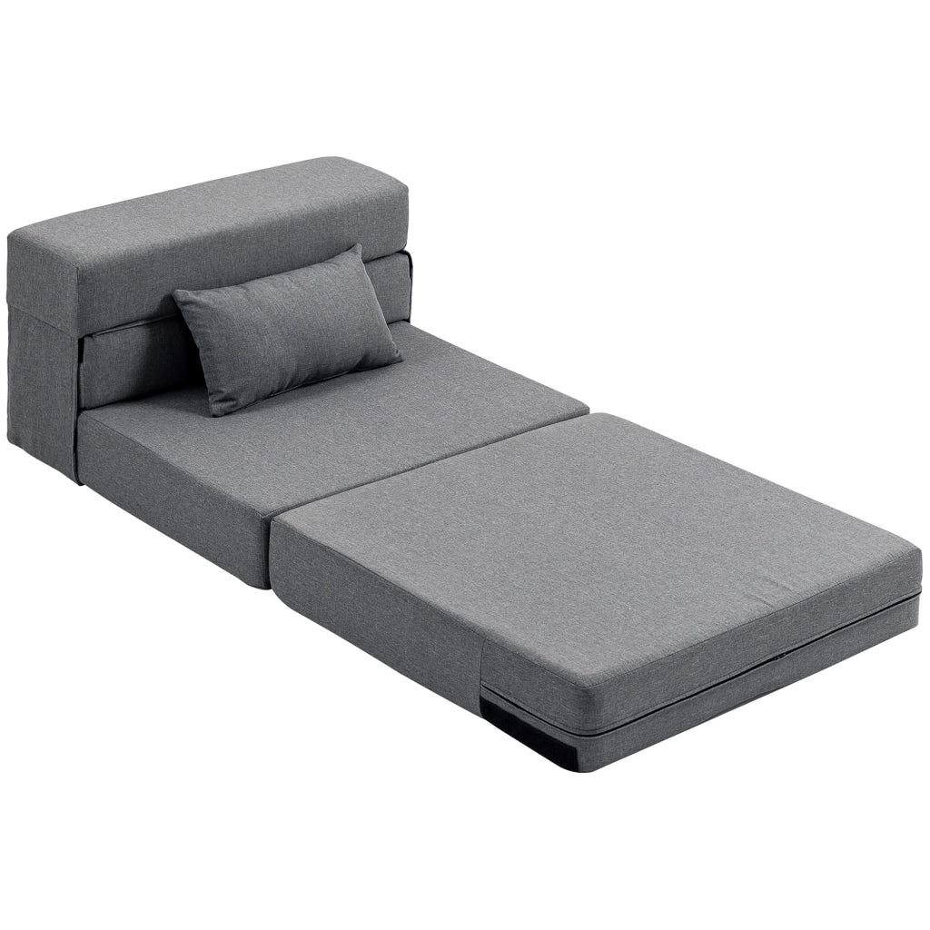 Poltrona letto pieghevole con cuscino ¨C zephmum ¨C grigio, imbottito