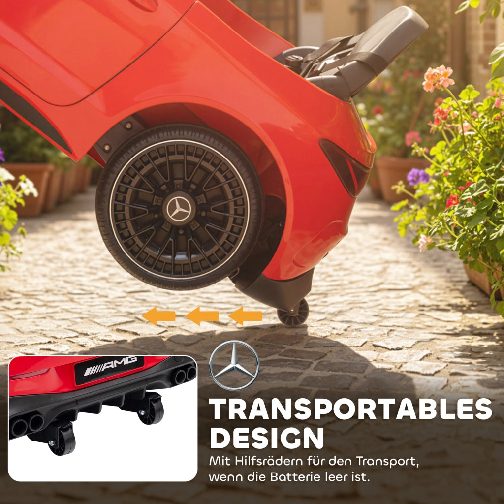 Auto elettrica per bambini Mercedes ¨C zephmum ¨C Rosso, 12V, telecomando, LED, musica, 3-6 anni