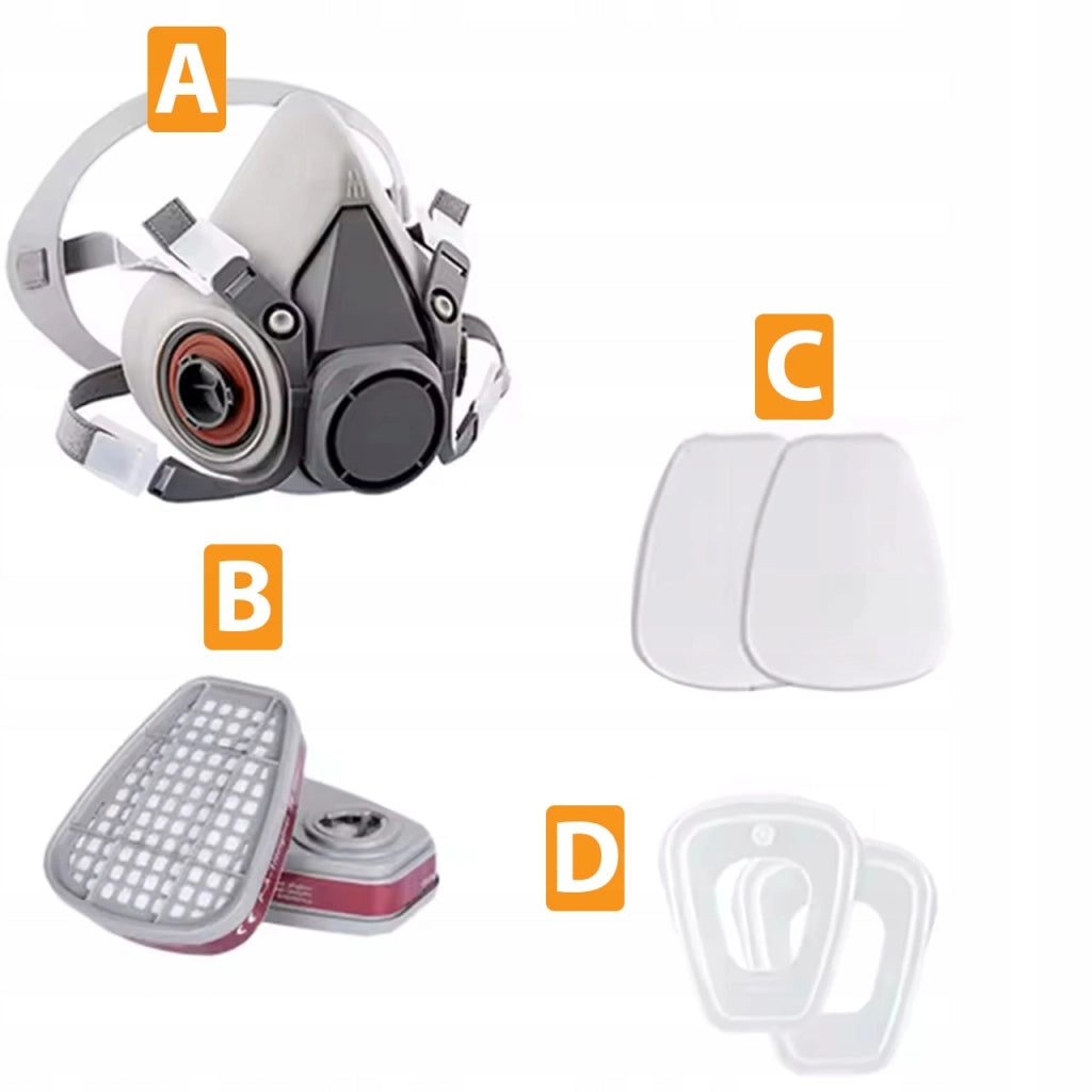 Maschera Protettiva SafeBreath 6200 – Set Filtrante 7 in 1 | Silicone e Plastica | Verniciatura e Chimica