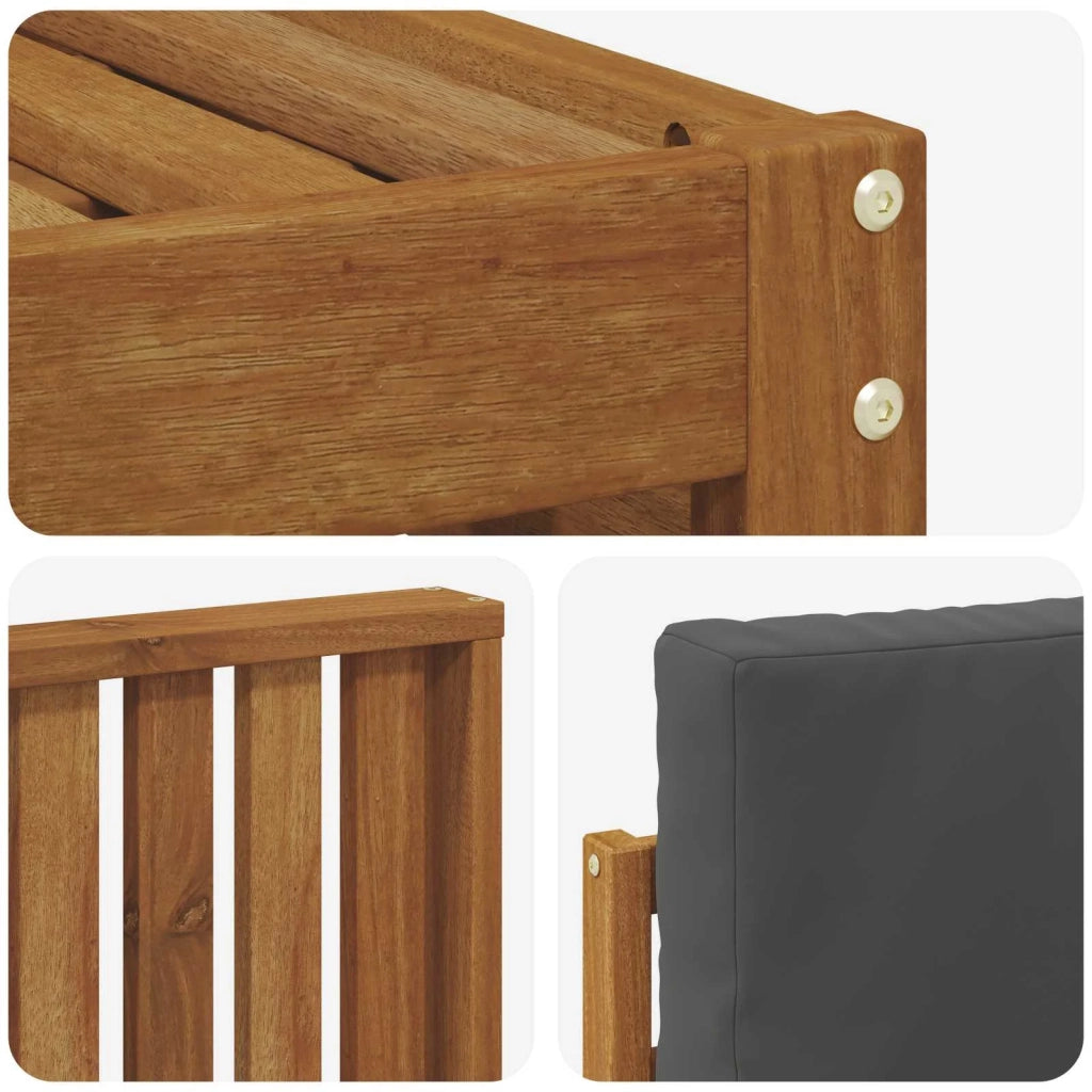 Set divani 5 pcs Naturale e Antracite Legno di Acacia Massello 3374647
