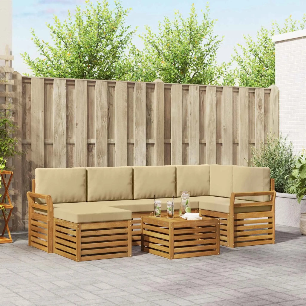 Set divano sezionale con cuscino 7 pcs Naturale e Beige 3375133