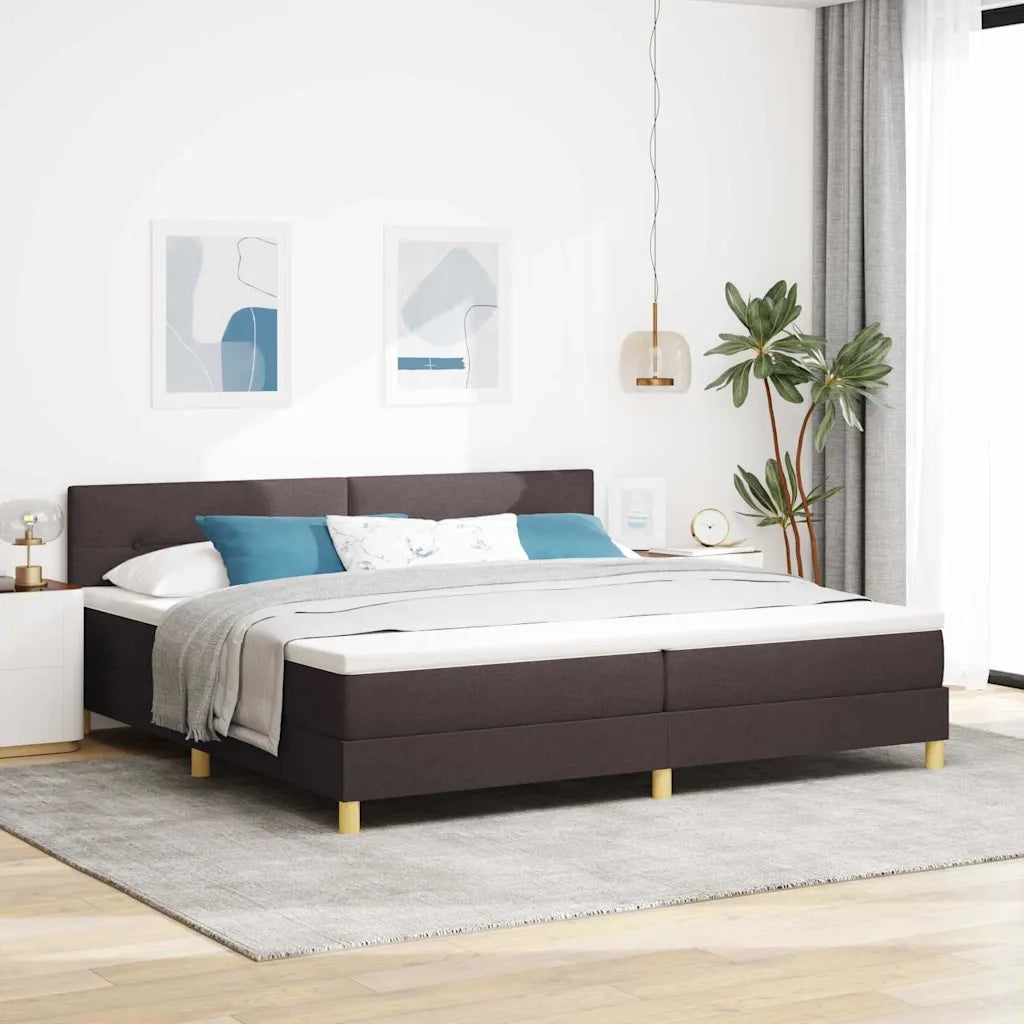 Letto a molle con cuscino Marrone Scuro 200 x 200 cm Tessuto 3338947