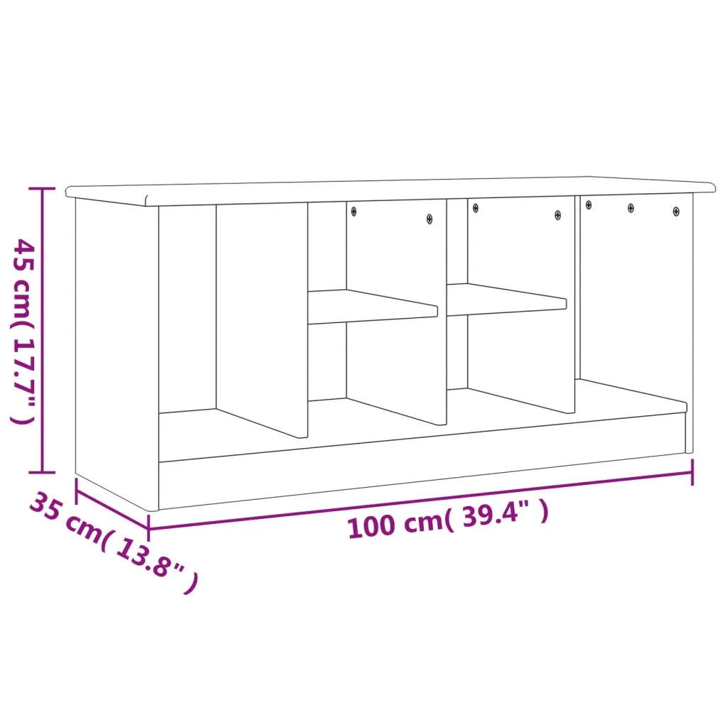 Panca Porta Scarpe ALTA Bianca 100x35x45 cm Legno Massello Pino 353932