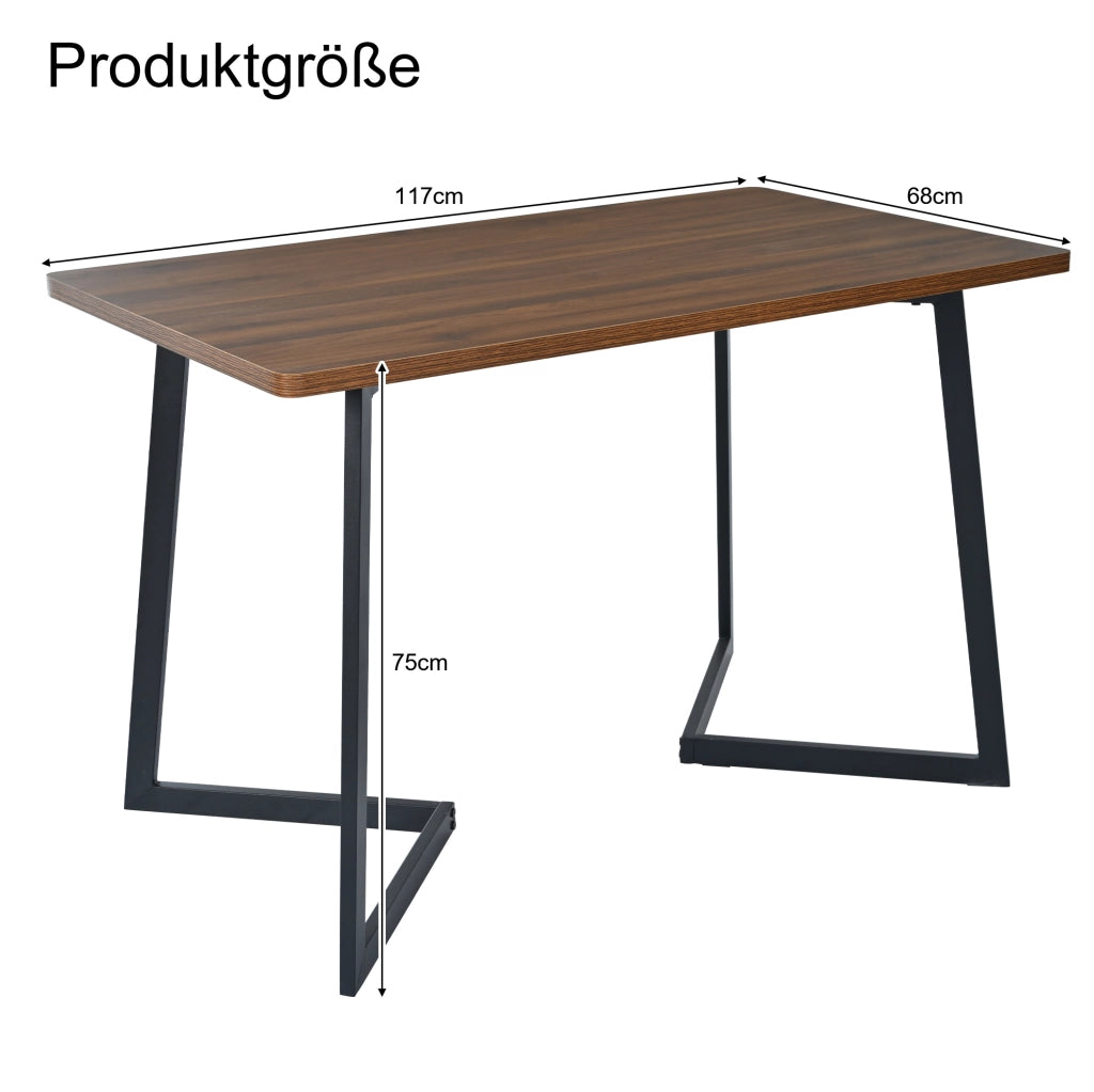 Set tavolo e sedie 117x68x75 cm in MDF noce nero， 5 pezzi moderni