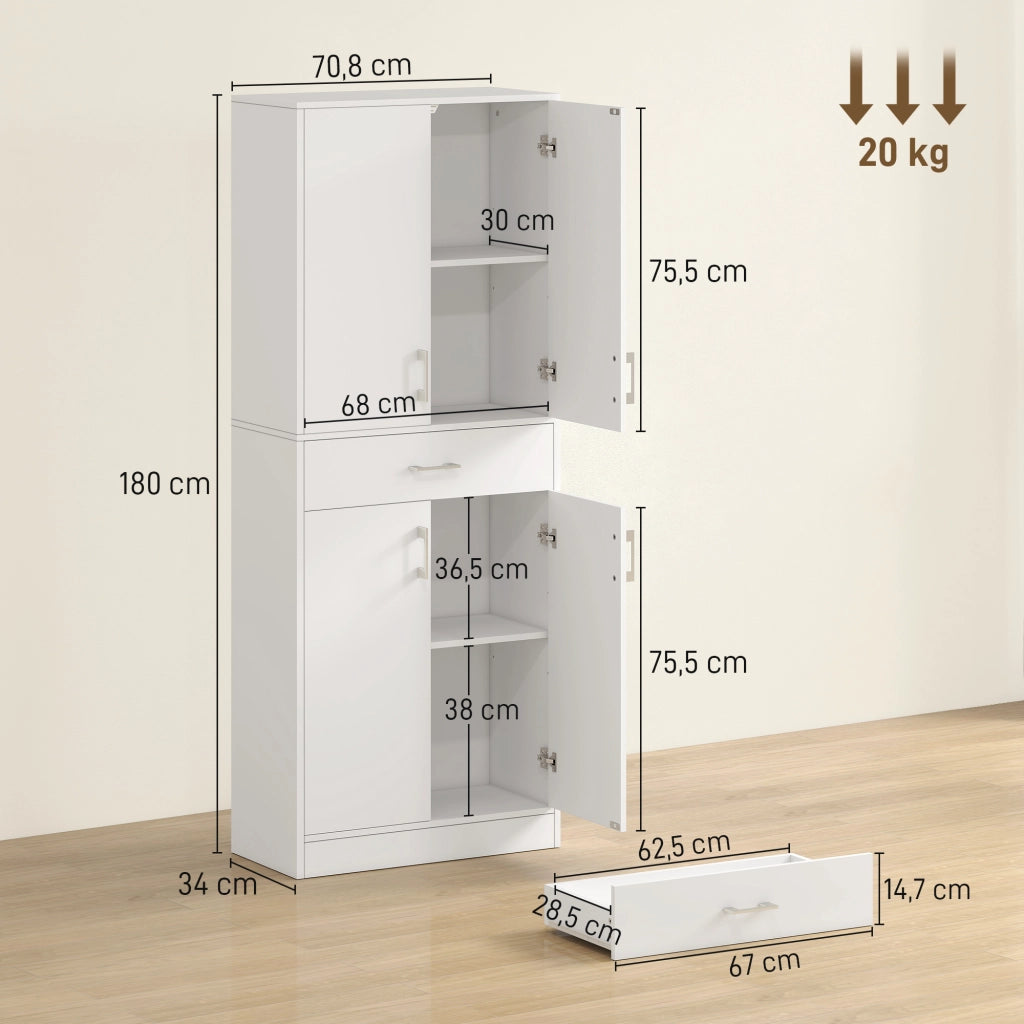 Buffet Armadio Cucina ¨C zephmum ¨C Bianco 180x60x40 cm