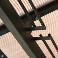 Gazebbo Padiglione da Giardino con Tetto Rigido in Policarbonato Impermeabile, 4 Pareti Laterali Anti-UV, Zanzariere, 4 x 3 m, Grigio Scuro e Nero