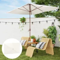 Telo di Ricambio per Ombrellone Rettangolare 3x2 m a 6 Stecche, Poliestere Anti UV 50+, Beige