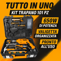 Valigetta completa trapano elettrico 101 utensili accessori professionali ingco