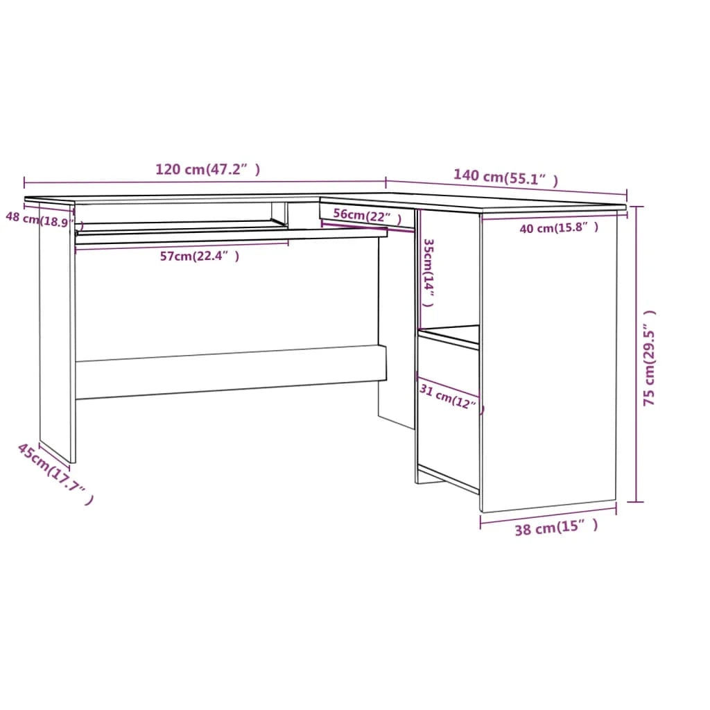 Scrivania tavolo postazione di lavoro mobile per computer scrivania angolare a L legno ingegnerizzato grigio 02_0023684