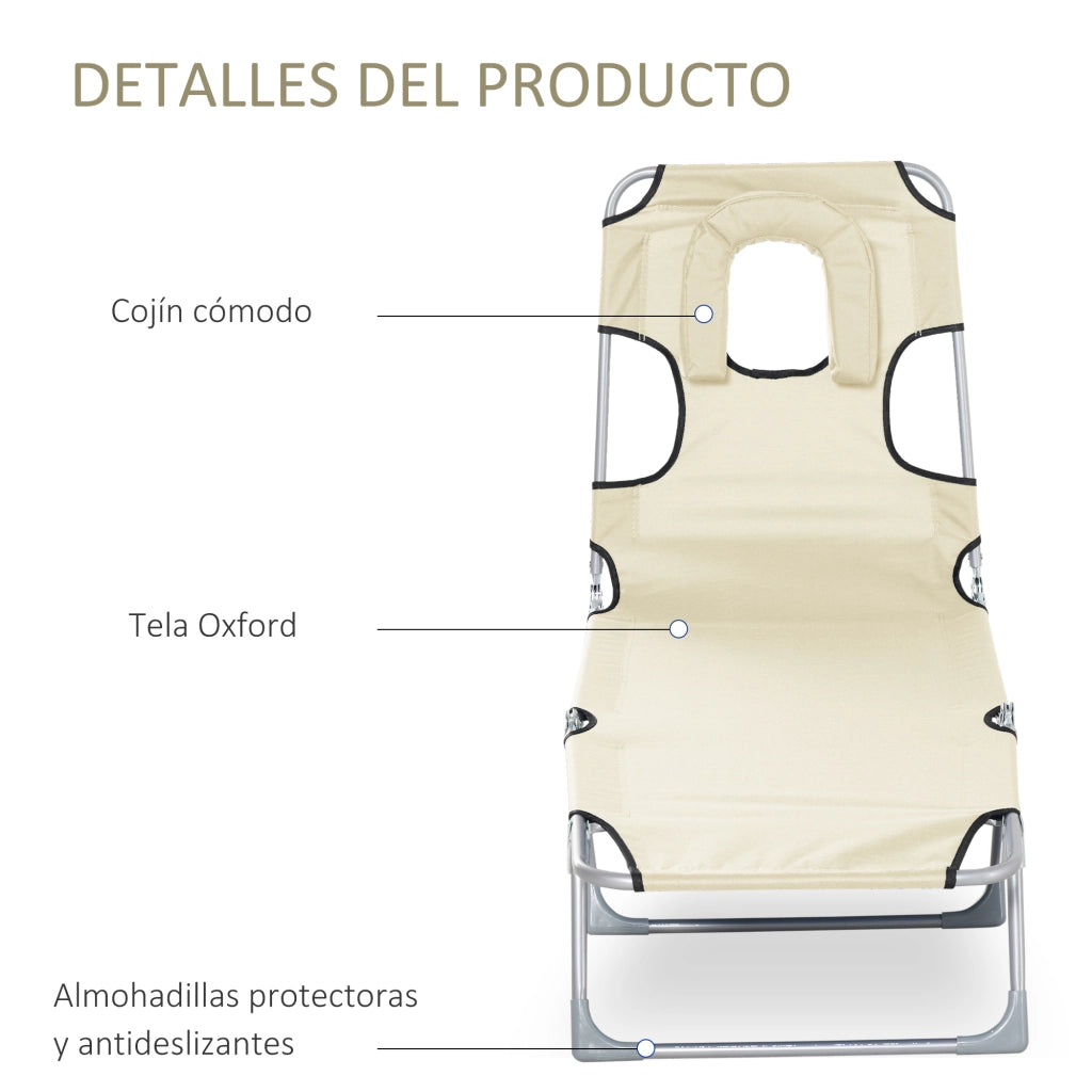 Tumbona reclinabile pieghevole da giardino ¨C zephmum ¨C 182x56x28 beige