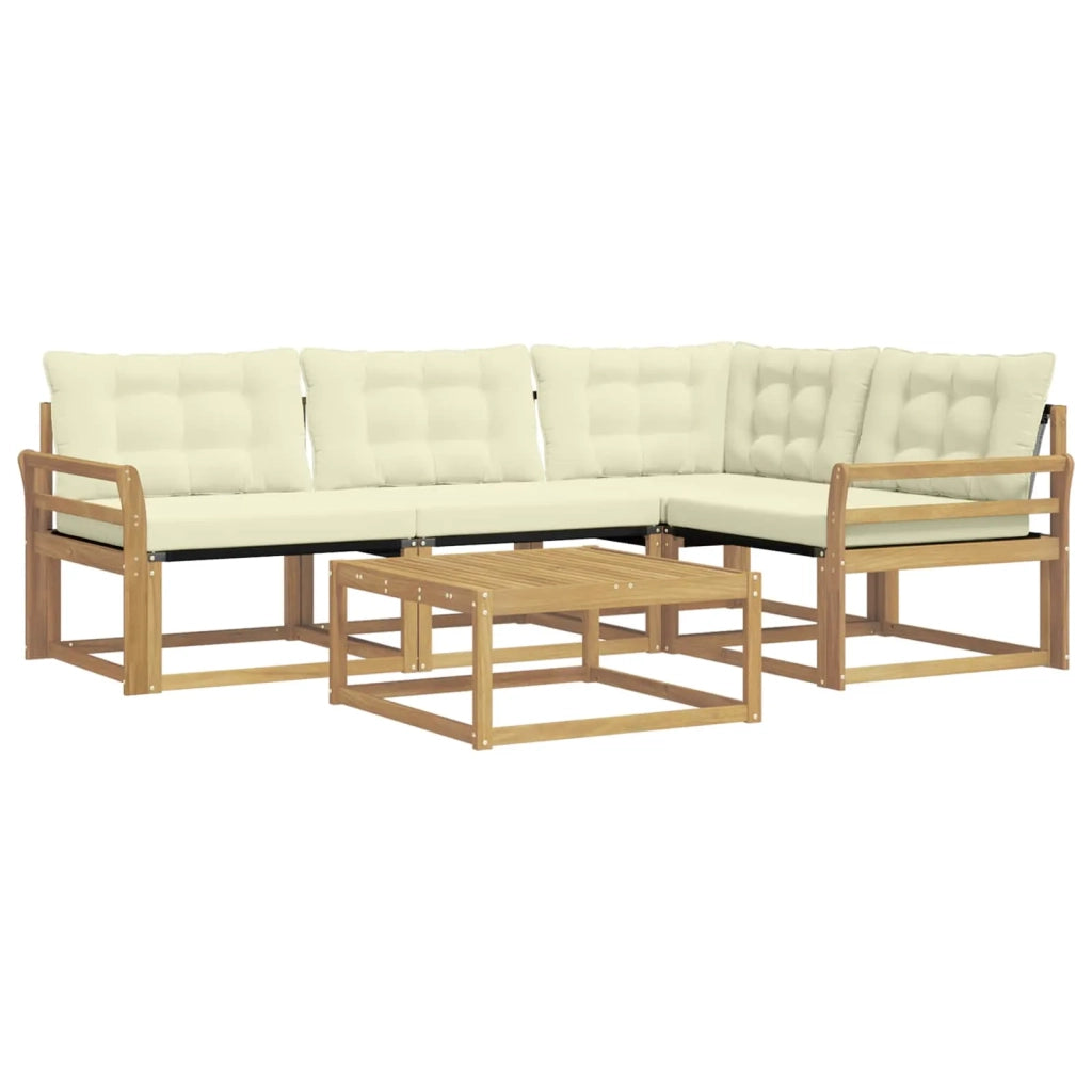 Set di divani da esterno 5 pcs Bianco e Crema 79 x 79 x 37 cm