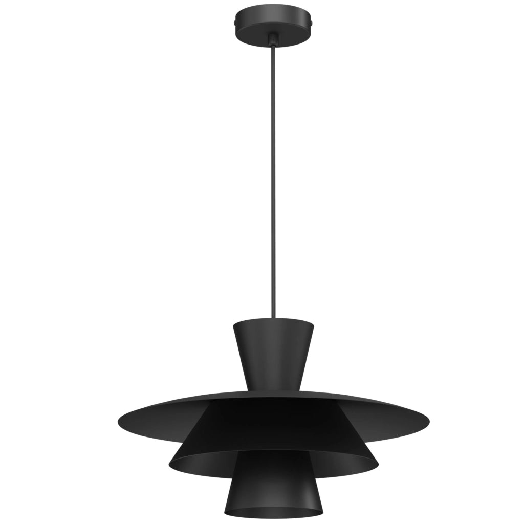 Lampada a sospensione Plato nera 1xE27 acciaio Luminex