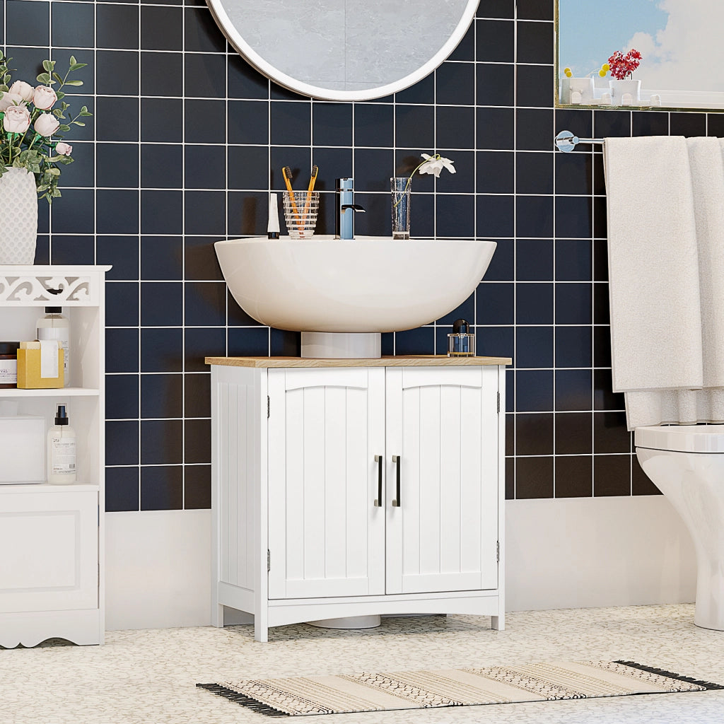 Mobile sottolavabo da bagno ¨C Xylo ¨C legno bianco, 60x30x60 cm