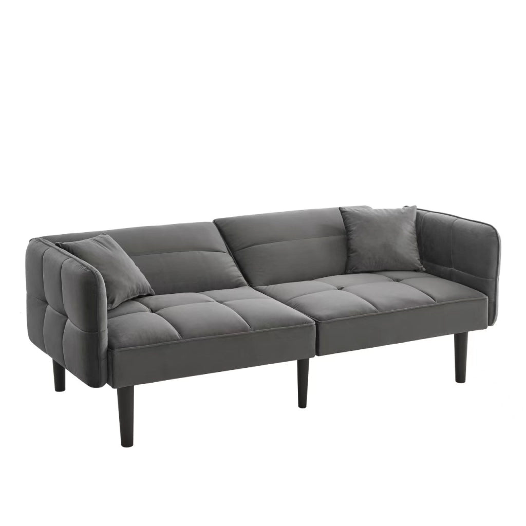 Divano Letto 2 Posti ¨C MINIMAL ¨C Velluto, Braccioli Ribaltabili, Schienale Regolabile