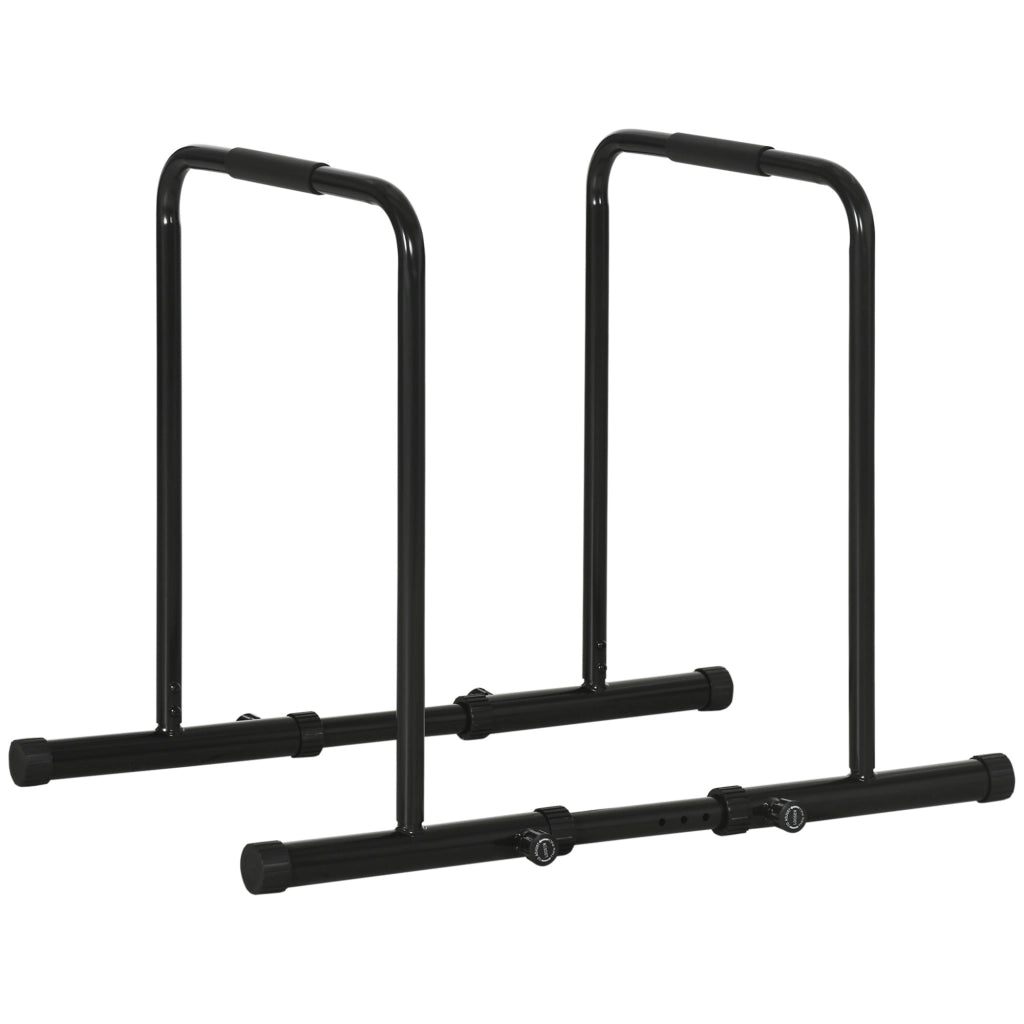 Easycomfort Barra per Dip in Acciaio ad Altezza Regolabile con 6 Lunghezze Regolabili, 90-102x65x80-90 cm, Nera