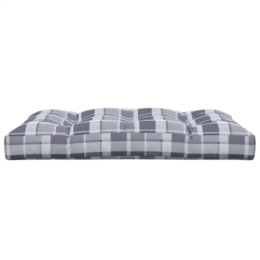 Cuscino per Pallet a Quadri Grigi 120x80x12 cm in Tessuto
