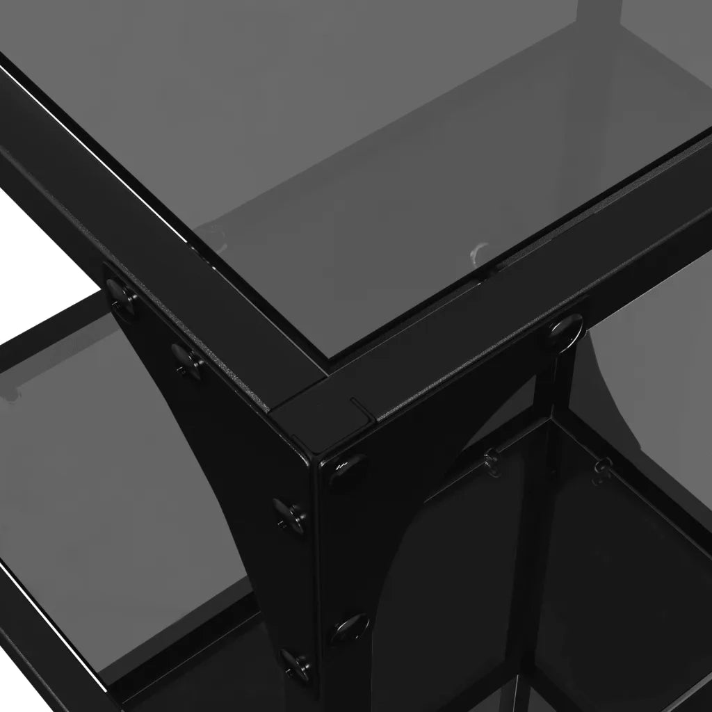 vidaXL Scaffale con Piano in Vetro Nero 40x30x123cm in Acciaio