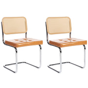 Set di 2 sedie da pranzo in ecopelle marrone con base a sbalzo in metallo stile vintage retrò