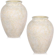 Vaso ceramico rustico – Piccola vasca decorativa 17 cm con struttura per fiori essiccati e pampas – Boho e Moderno – Bianco Set da 2 Disponibile
