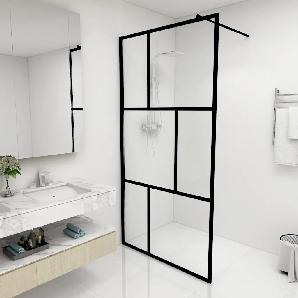 Parete per Doccia Walk-in in Vetro Temperato Nera 100x195 cm CFW7113519