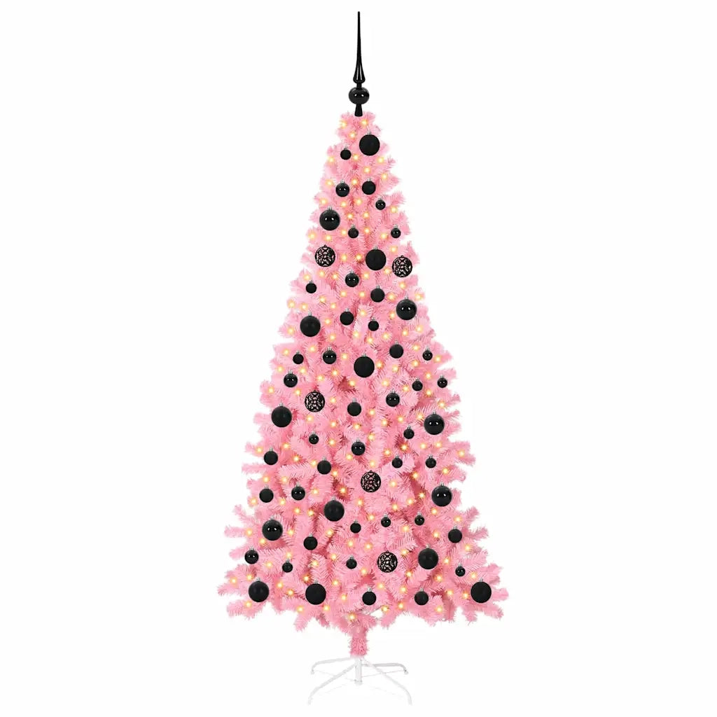 Albero di Natale | Decorazioni natalizie con 300 LED con supporto Rosa 180 cm PVC