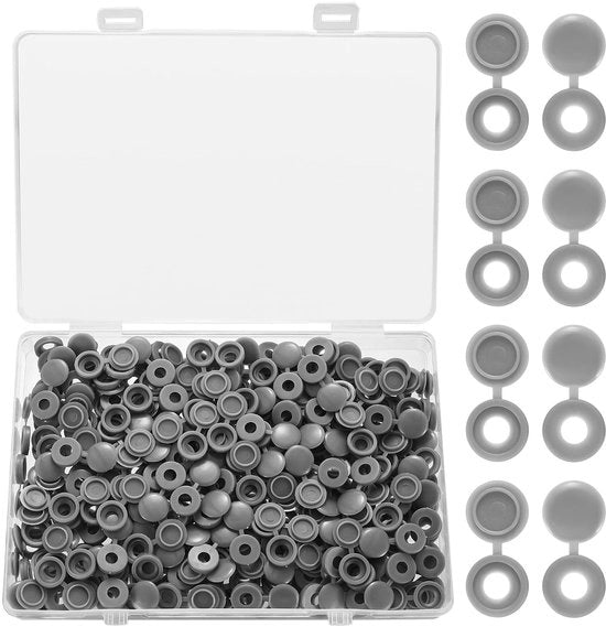 250 pezzi di coperture a viti, 5mm coperture a vite in plastica, coperture per viti, decorazioni per viti per decorazione di mobili, grigio