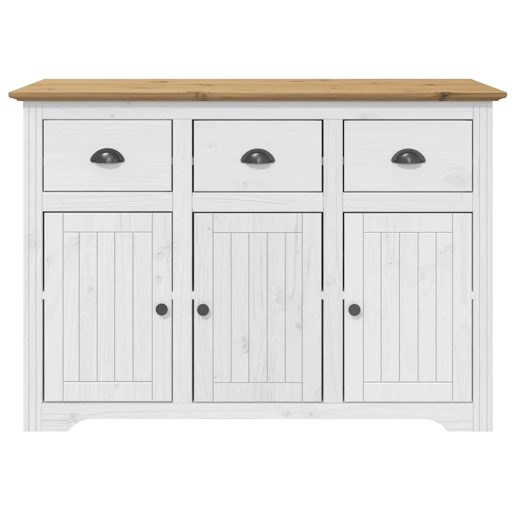 Credenza BODO 115x43x79,5 cm Legno Massello Pino Bianco Marronecod mxl 129781