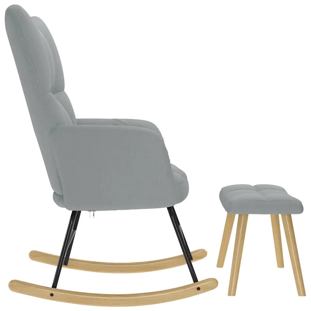 Poltrona a Dondolo con Poggiapiedi Grigio chiaro in Tessuto 4016800