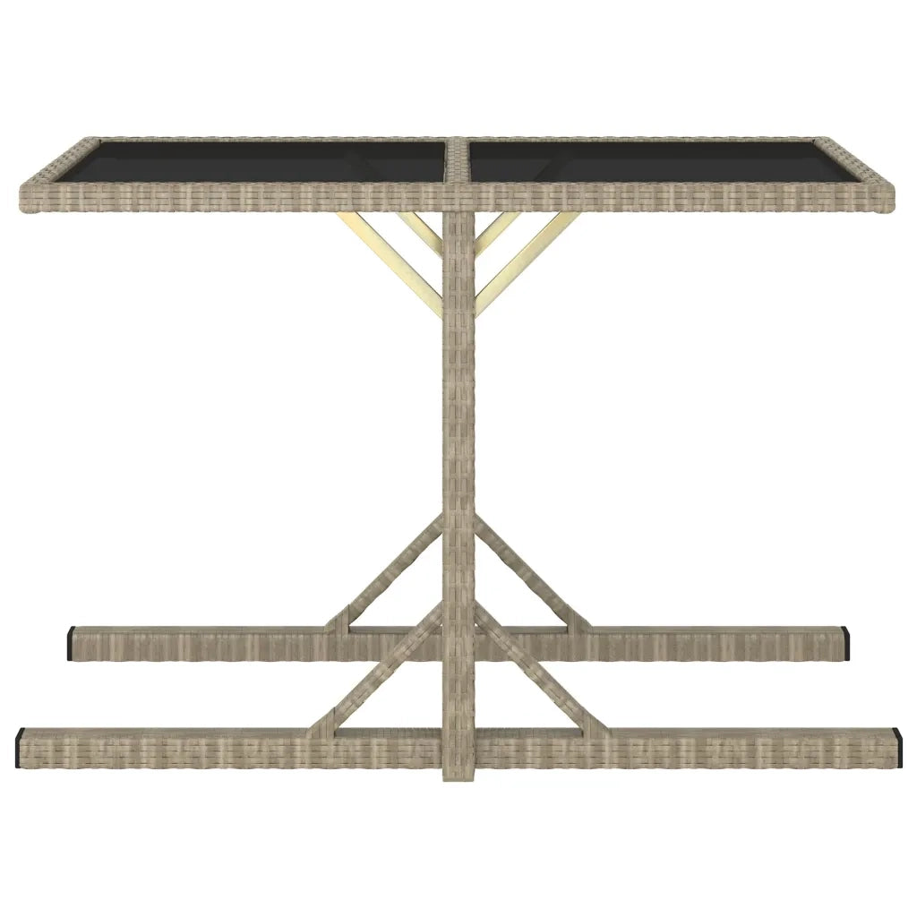 Tavolo da Giardino | Tavolino da esterno Beige 110x53x72 cm in Vetro e Polyrattan