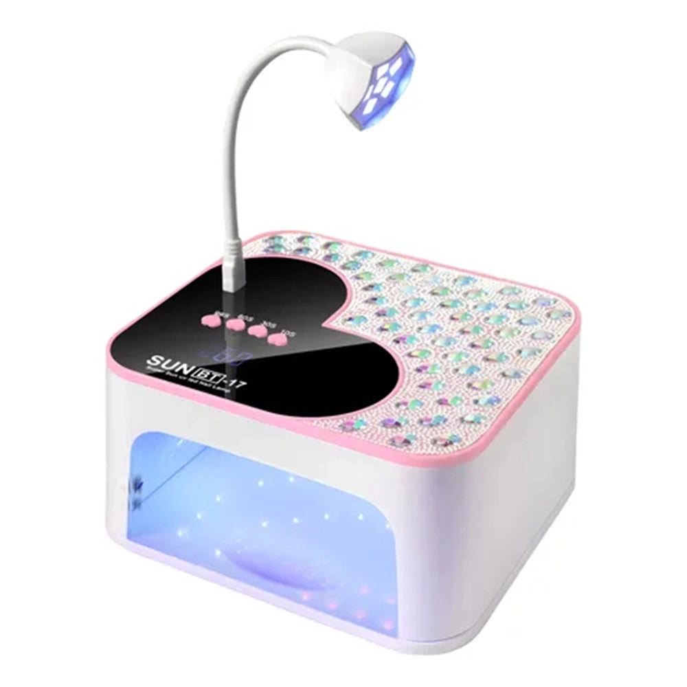 Trade Shop - Lampada Per Unghie Uv Led Portatile 288 W 45 Led Design A Cuore Con Brillanti Sun Bt-17 -