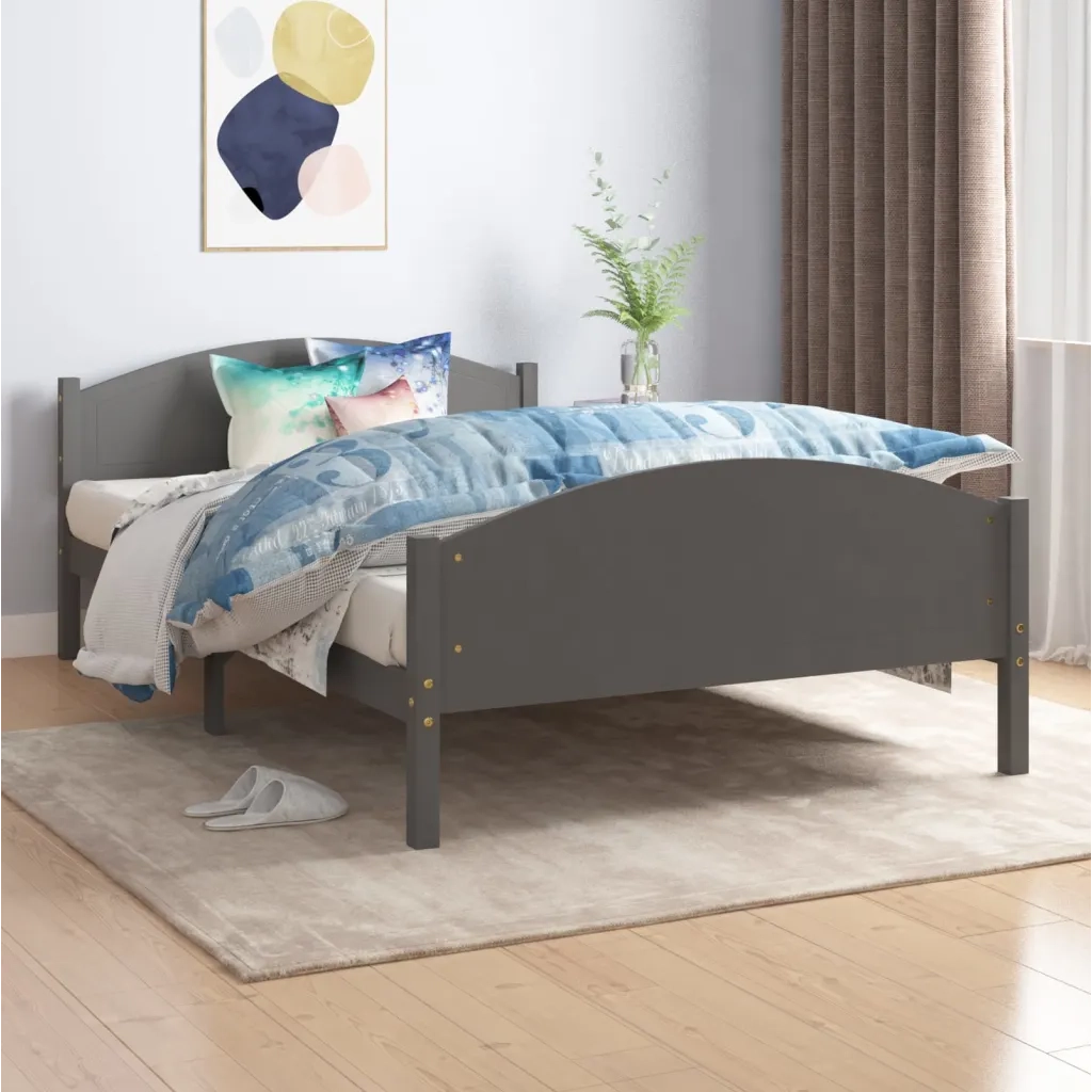 Giroletto senza Materasso Grigio Scuro 120x200 cm Legno Pino 322048