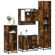 Set Mobili da Bagno 4 pz Rovere Fumo in Legno Multistrato