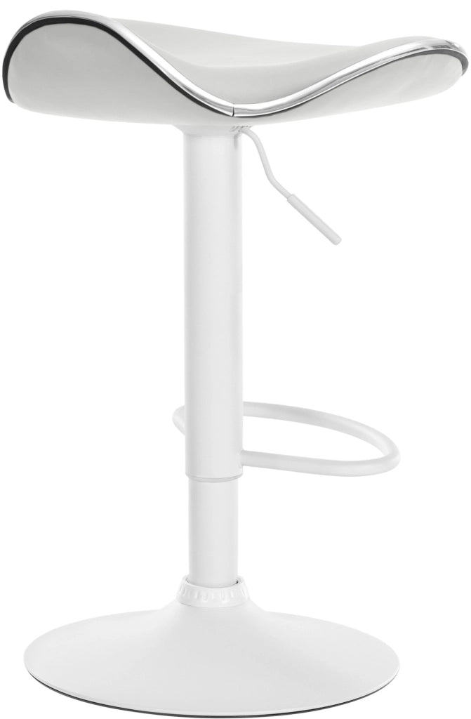 Sgabello Shanghai in similpelle bianco,Metallo bianco opaco