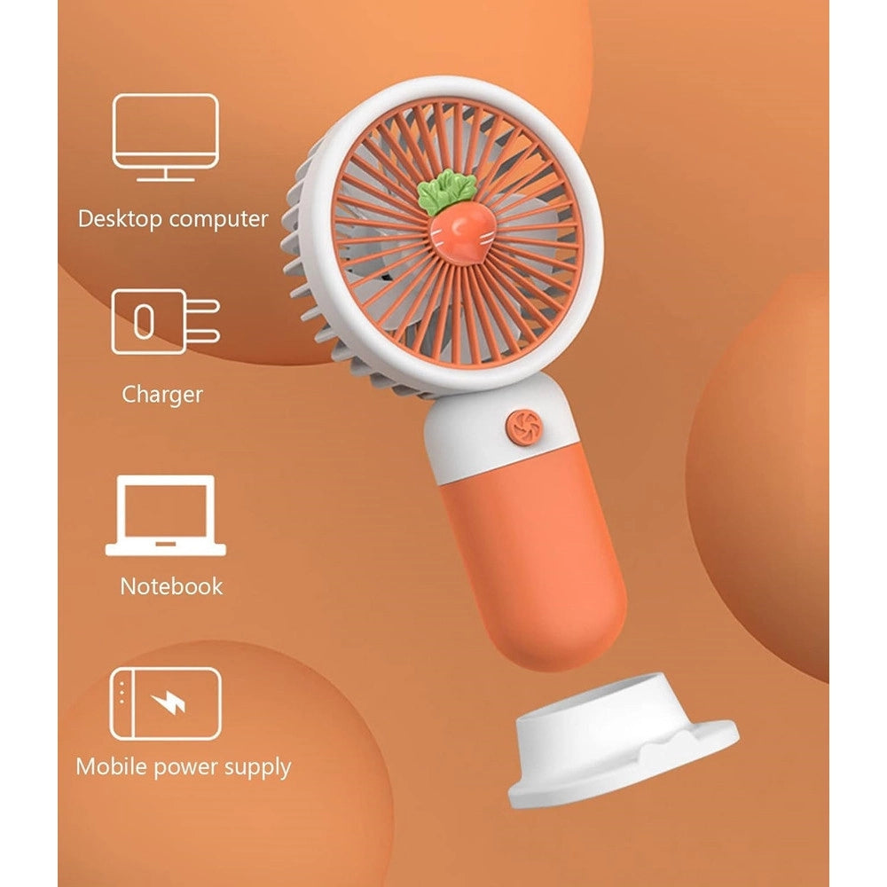 Trade Shop - Mini Ventilatore A Mano Batteria Ricaricabile Usb Portatile Tascabile Viaggio Con Base -