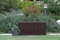 Baule da Giardino Sherwood, 270L, Effetto Legno, Marrone, 117x45x58H cm