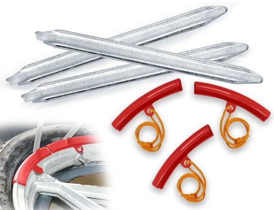 Set di illuminatori per pneumatici 3 pezzi - Illuminatori pneumatici metallici - Kit di riparazione per cambio pneumatici - Protezioni per ruote - Per biciclette/motorcycle - Cambio pneumatici