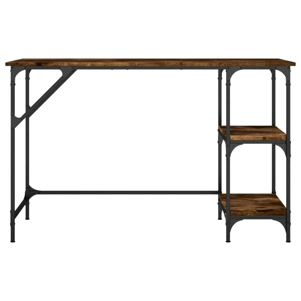 Scrivania da ufficio postazione di lavoro mobile per computer studio rovere affumicato 120 x 50 x 75 cm metallo e legno ingegnerizzato marrone 02_0023572