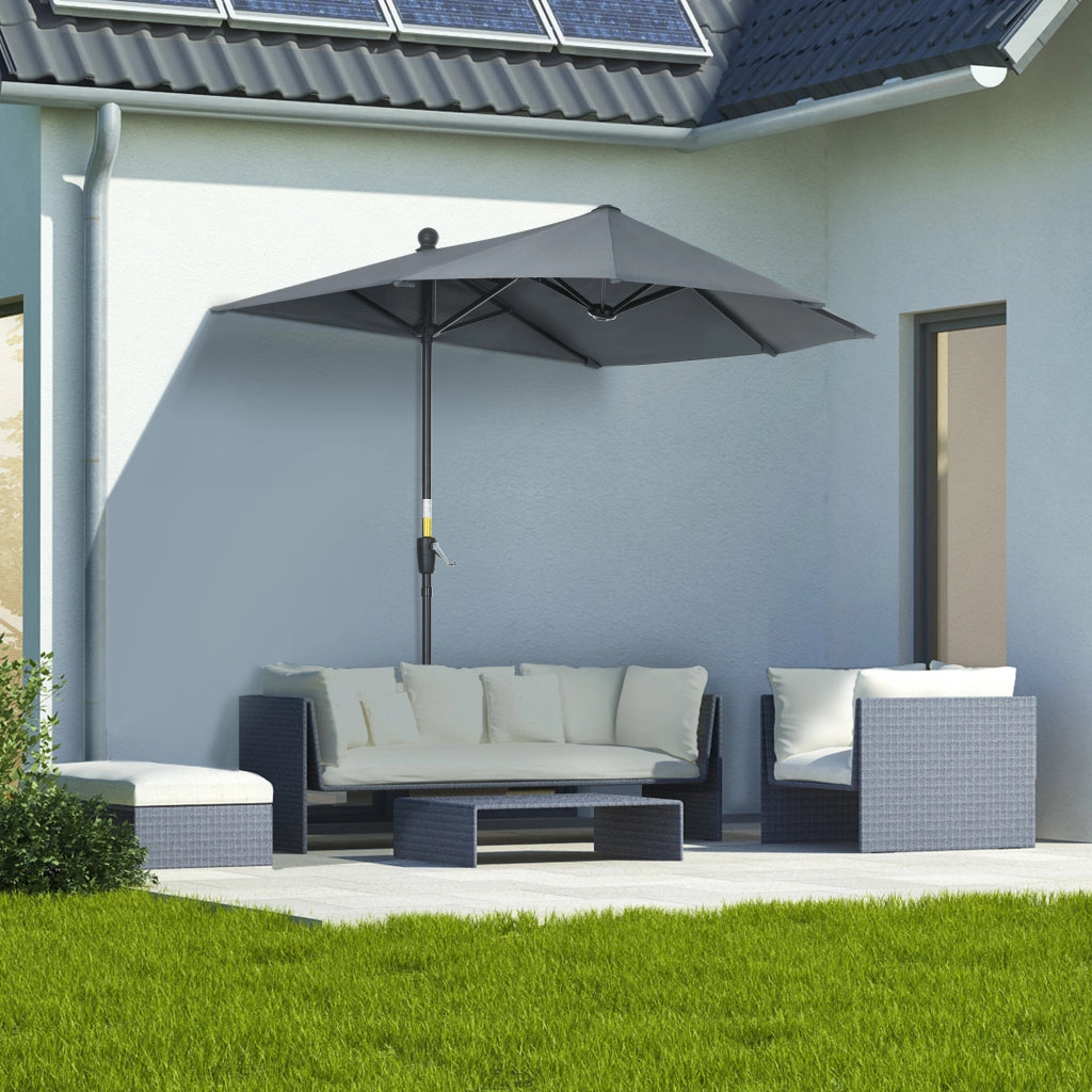 Ombrellone da Giardino 200x190x240 cm con Base a Croce ¨C Zephmum ¨C Grigio Acciaio