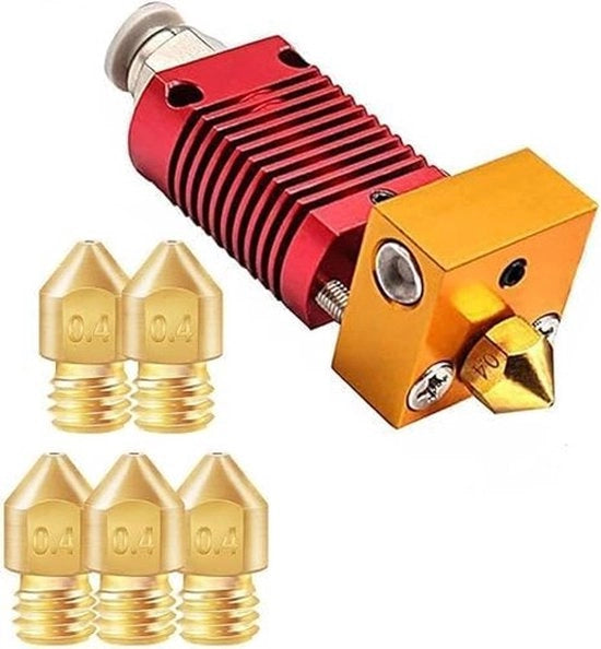 Stampante 3D Extrudere - Adatto per Ender - 5 pezzi di Spigoli MK8 in Ottone - 24 V V5 - Blocco di Raffreddamento in Alluminio - Teflon Integrato - Testa di Stampante 3D