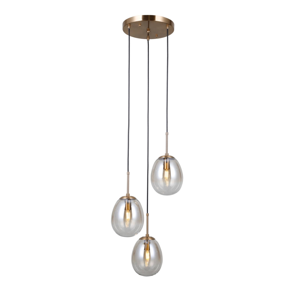 Lampada a sospensione Meolo oro 3xE14 vetro ambra Italux