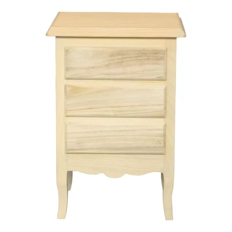 Comodino 3 cassetti in legno massello grezzo 43x32x64 - Mobili 2G
