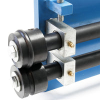 Bordatrice manuale per lamiera con cavalletto di supporto e matrici per realizzare bordi diversi