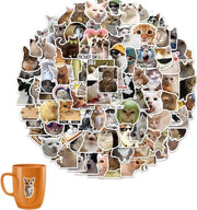 100 pezzi adesivi in PVC impermeabili - Per gli amanti dei gatti - Adatti per bottiglie di acqua, zaini, quaderni e telefoni - Gatti divertenti