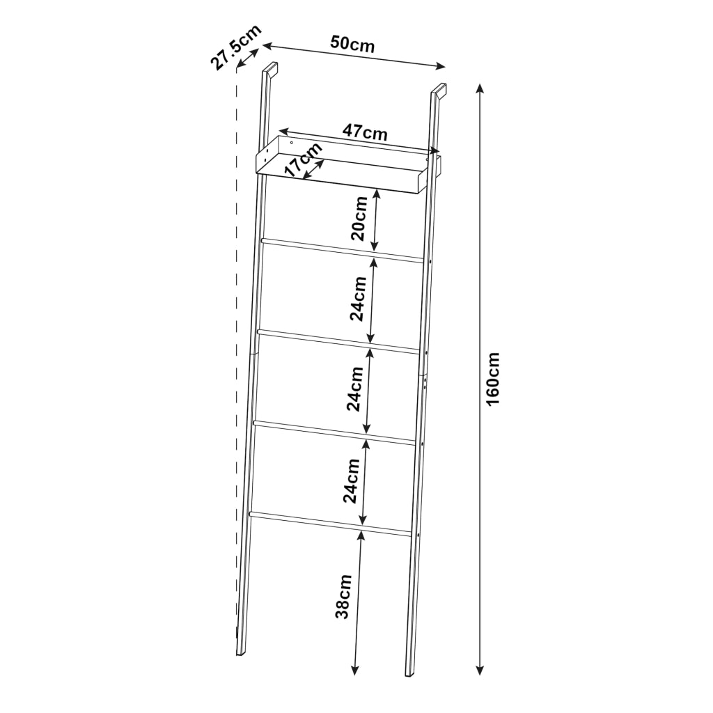 Scaffale Øksnes da Terra a Forma di Scaletta in Acciaio- Nero [en.casa]