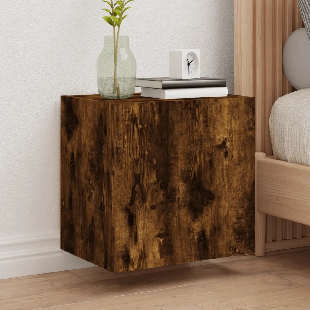 Mobile TV a Parete-Mobile TV a Muro Rovere Fumo 40,5x30x40 cm Legno Multistrato