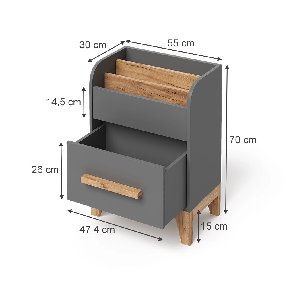 Vitalispa Libreria Grigio 55 x 70 cm con cassetto