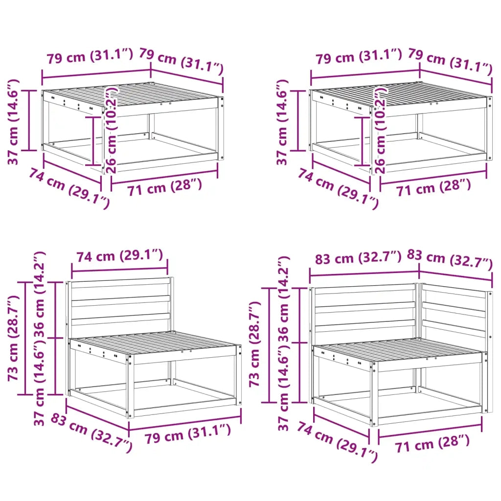 Set di divani da esterno 7 pcs Naturale 3382717