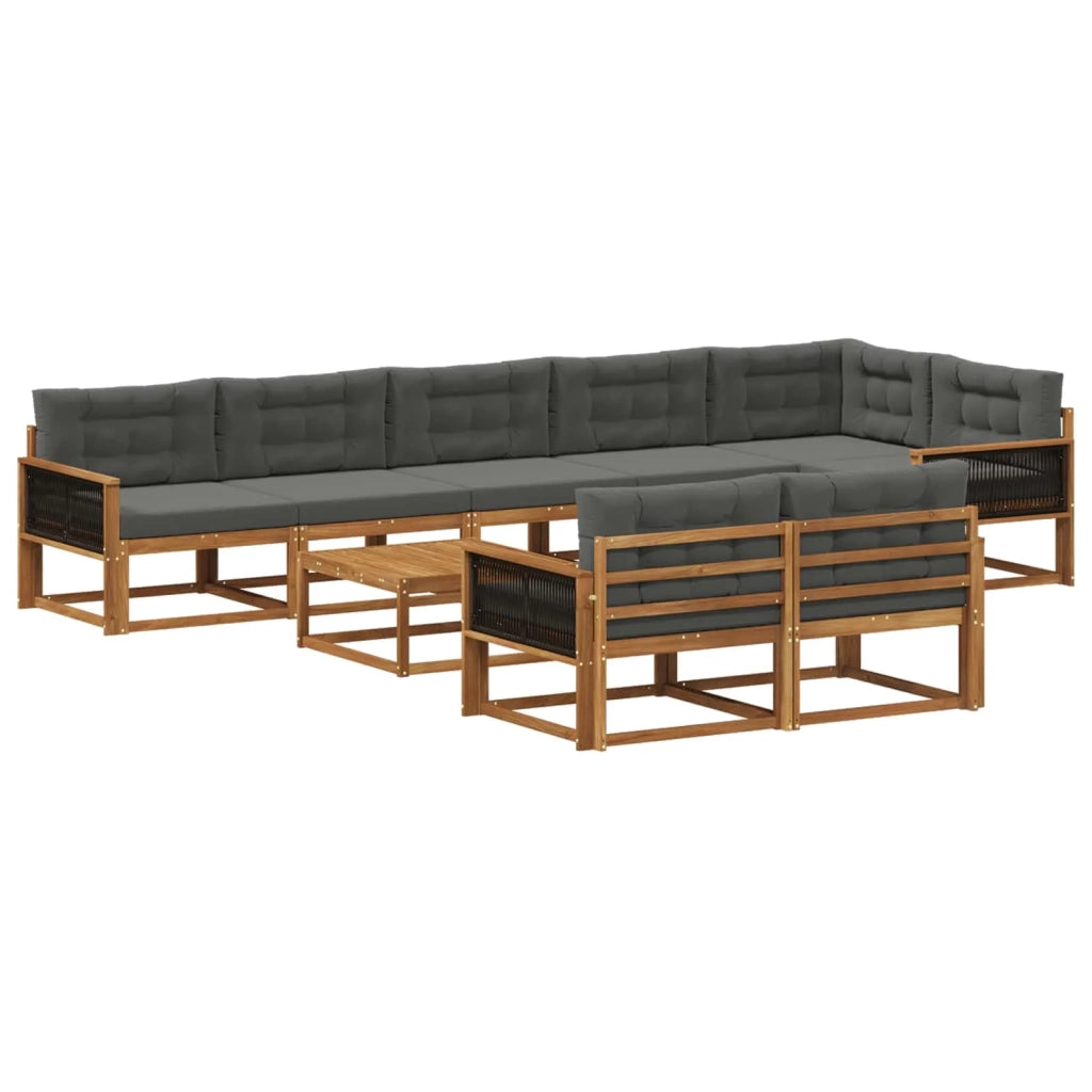 Set di divani da esterno con cuscino 9 pcs Naturale e Antracite