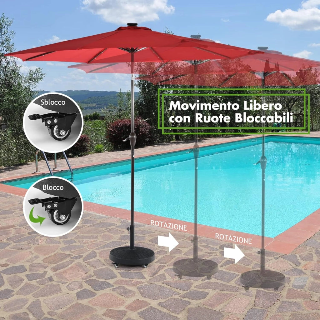 Base per Ombrellone in Resina da 46 cm, Base per Ombrellone Rotondo da 10 kg per Esterni, per Giardino, Spiaggia Piscina (Bronzo (modello5))
