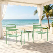 Set bistrot da giardino 3 pezzi verde con tavolo 50x50 cm e 2 sedie in acciaio e vetro temperato